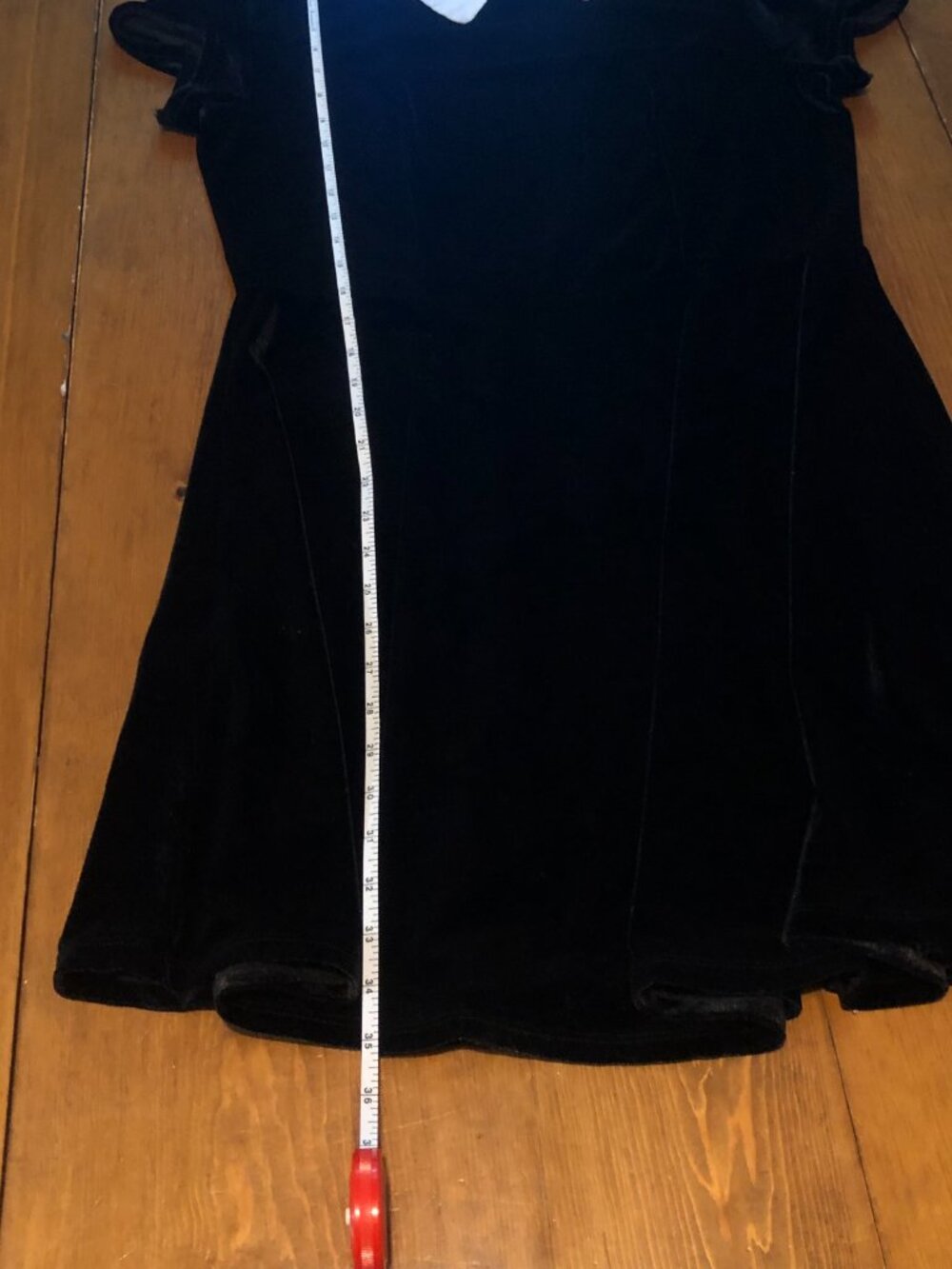 Hot Topic Black Velvet Academia Dress XL Wednesday Addams Peter Pan Collar Goth - Picture 5 of 6